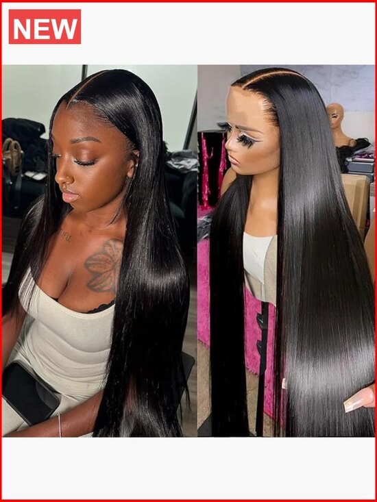 13x6 Lace Front Wig Straight Human Hair 200% Density 22 Inch Glueless Full Head main image 7
